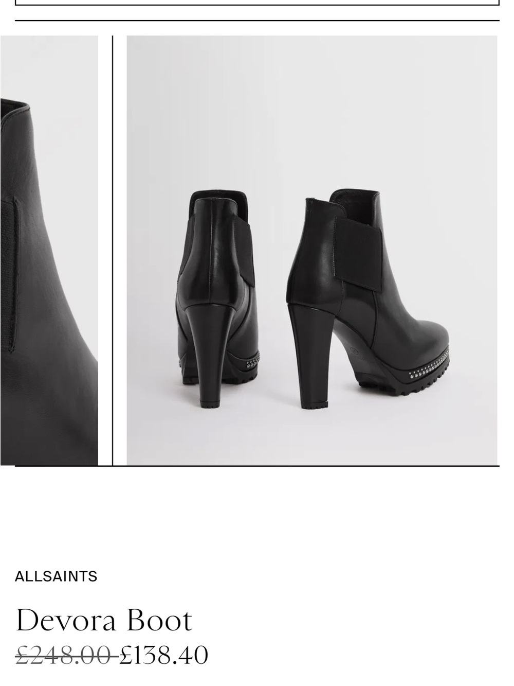 AllSaints Devora | Like New | 37 (7) Leather Studded Accents Chelsea Boots